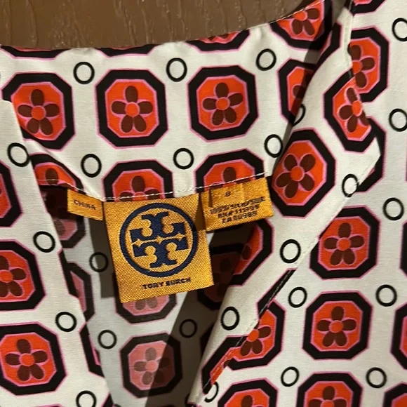 Tory Burch Red and Orange Geometric Dress - Picture 3 of 5